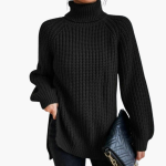 Women’s Loose-Fit Turtleneck Sweater with Long Sleeves and Ribbed Knit - Image 6