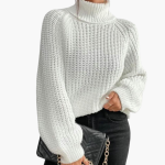 Women’s Loose-Fit Turtleneck Sweater with Long Sleeves and Ribbed Knit - Image 3