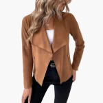 Women’s Open Front Jacket with Draped Lapels and Zip Pockets - Image 6