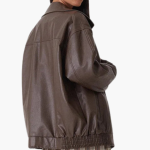 Women’s Oversized Bomber Jacket with Zip Closure and Long Sleeves - Image 9