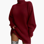 Women's Oversized Turtleneck Sweater with Ribbed Knit Texture - Image 5