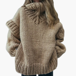 Women’s Oversized Turtleneck Sweater with Ribbed Knit and Long Sleeves - Image 2