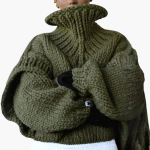 Women’s Oversized Turtleneck Sweater with Ribbed Knit and Long Sleeves - Image 5