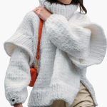 Women’s Oversized Turtleneck Sweater with Ribbed Knit and Long Sleeves - Image 4