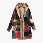 Women’s Patchwork Overcoat with Soft Lining and Hood - Image 6