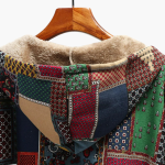 Women’s Patchwork Overcoat with Soft Lining and Hood - Image 8