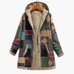 Women’s Patchwork Overcoat with Soft Lining and Hood - Image 2
