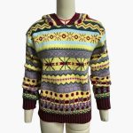 Women’s Patterned Knit Sweater with Hood - Image 3