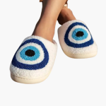 Women’s Plush Slippers with Closed Toe and Eye Pattern - Image 4