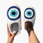 Women’s Plush Slippers with Closed Toe and Eye Pattern - Image 6