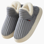 Women’s Plush Slippers with Ribbed Surface and Inner Lining - Image 3