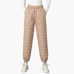 Women’s Quilted Jogger Trousers with Elastic Waist and Cuffed Hem - Image 2
