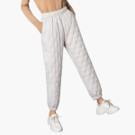 Women’s Quilted Jogger Trousers with Elastic Waist and Cuffed Hem - Image 3