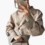 Women’s Short Trench Coat with Belted Waist - Image 2