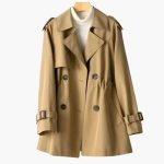 Women’s Short Trench Coat with Lapel Collar - Image 6