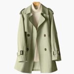 Women’s Short Trench Coat with Lapel Collar - Image 4