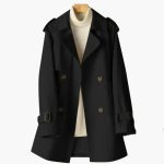 Women’s Short Trench Coat with Lapel Collar - Image 2