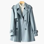 Women’s Short Trench Coat with Lapel Collar - Image 3