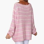 Women’s Striped Pullover Sweater with Patch Pocket - Image 3
