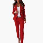 Women’s Suit Set with Double-Breasted Blazer and Straight-Leg Trousers - Image 4