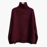 Women’s Turtleneck Knit Sweater with Ribbed Surface and Relaxed Hem - Image 3