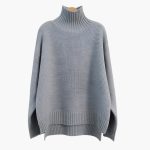 Women’s Turtleneck Knit Sweater with Ribbed Surface and Relaxed Hem - Image 5