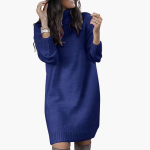 Women’s Turtleneck Sweater Dress with Long Sleeves and Ribbed Hem - Image 6