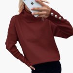 Women’s Turtleneck Sweater with Button Cuffs - Image 8