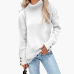 Women’s Turtleneck Sweater with Button Cuffs - Image 2