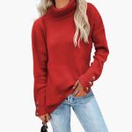Women’s Turtleneck Sweater with Button Cuffs - Image 4