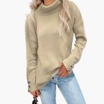 Women’s Turtleneck Sweater with Button Cuffs - Image 3