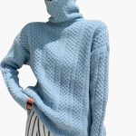 Women’s Turtleneck Sweater with Cable Knit - Image 2