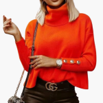 Women’s Turtleneck Sweater with Decorative Sleeve Buttons and Long Sleeves - Image 4