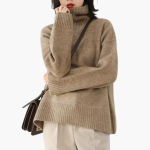 Women’s Turtleneck Sweater with Long Sleeves and Ribbed Texture - Image 4