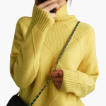Women’s Turtleneck Sweater with Ribbed Knit and Long Sleeves - Image 2