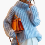 Women's Turtleneck Sweater with Ribbed Knit and Wide Sleeves - Image 2