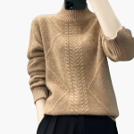 Women’s Turtleneck Sweater with Textured Knit and Long Sleeves - Image 8