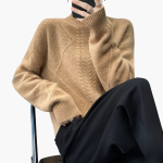 Women’s Turtleneck Sweater with Textured Knit and Long Sleeves - Image 9