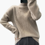 Women’s Turtleneck Sweater with Textured Knit and Long Sleeves - Image 6