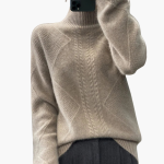 Women’s Turtleneck Sweater with Textured Knit and Long Sleeves - Image 7