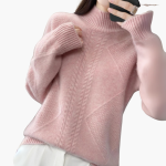 Women’s Turtleneck Sweater with Textured Knit and Long Sleeves - Image 5
