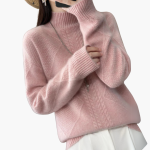 Women’s Turtleneck Sweater with Textured Knit and Long Sleeves - Image 4