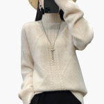 Women’s Turtleneck Sweater with Textured Knit and Long Sleeves - Image 2