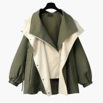 Women’s Two Tone Jacket with Wide Collar and Snap Buttons - Image 4