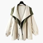 Women’s Two Tone Jacket with Wide Collar and Snap Buttons - Image 2