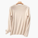 Women’s V-Neck Knitted Sweater with Long Sleeves and Ribbed Finish - Image 3