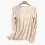 Women’s V-Neck Knitted Sweater with Long Sleeves and Ribbed Finish - Image 4