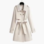 Women’s White Trench Coat with Belt - Image 2