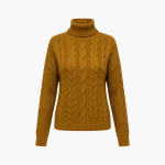 Women's Cable Knit Turtleneck Sweater with Long Sleeves