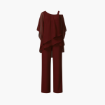 Women’s Jumpsuit with Cold Shoulder and Wide-Leg Pants